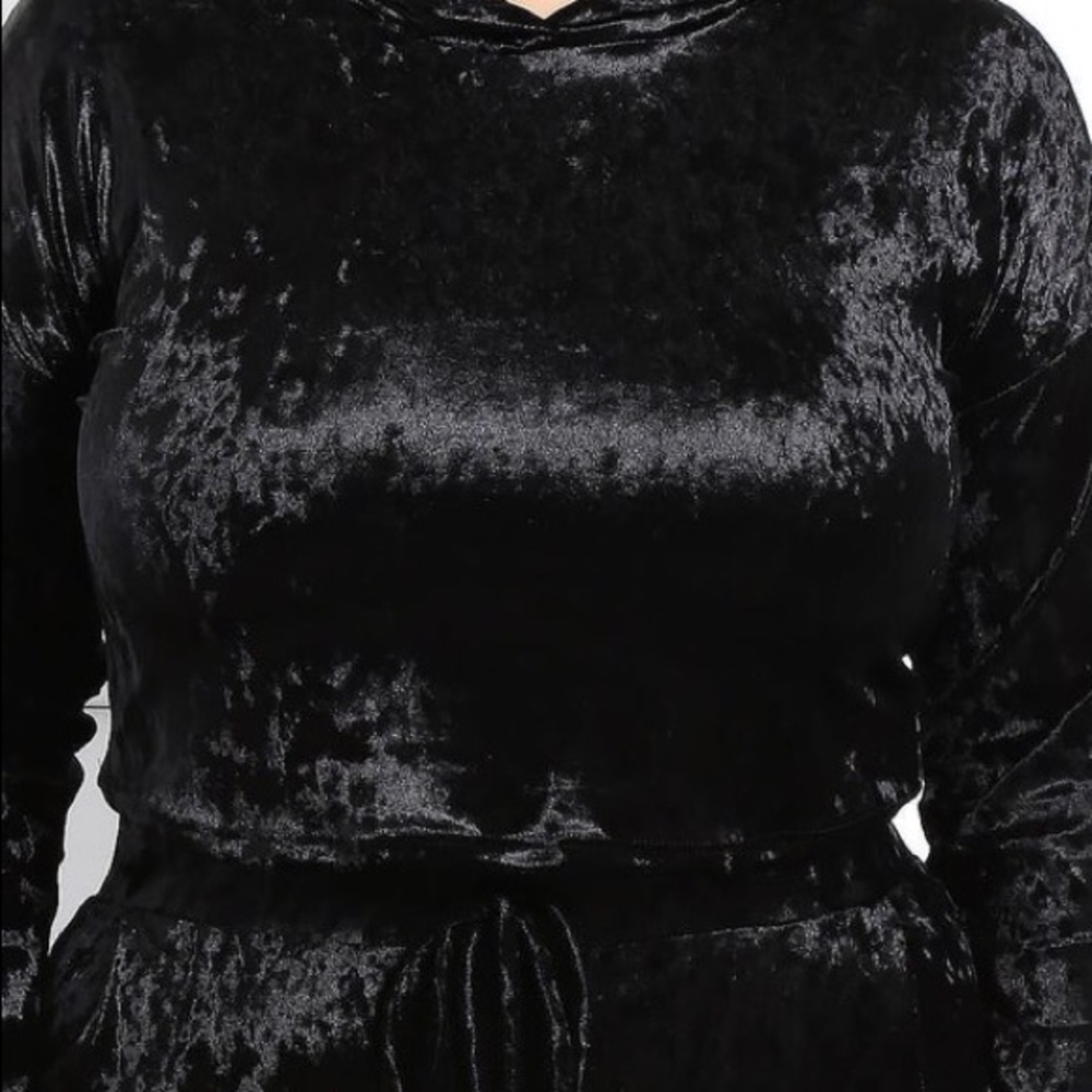 ♈️High Waisted Crushed Velvet Hooded Set - Picture 4 of 6